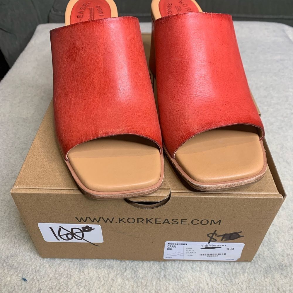 Kork-Ease Red Leather Mules